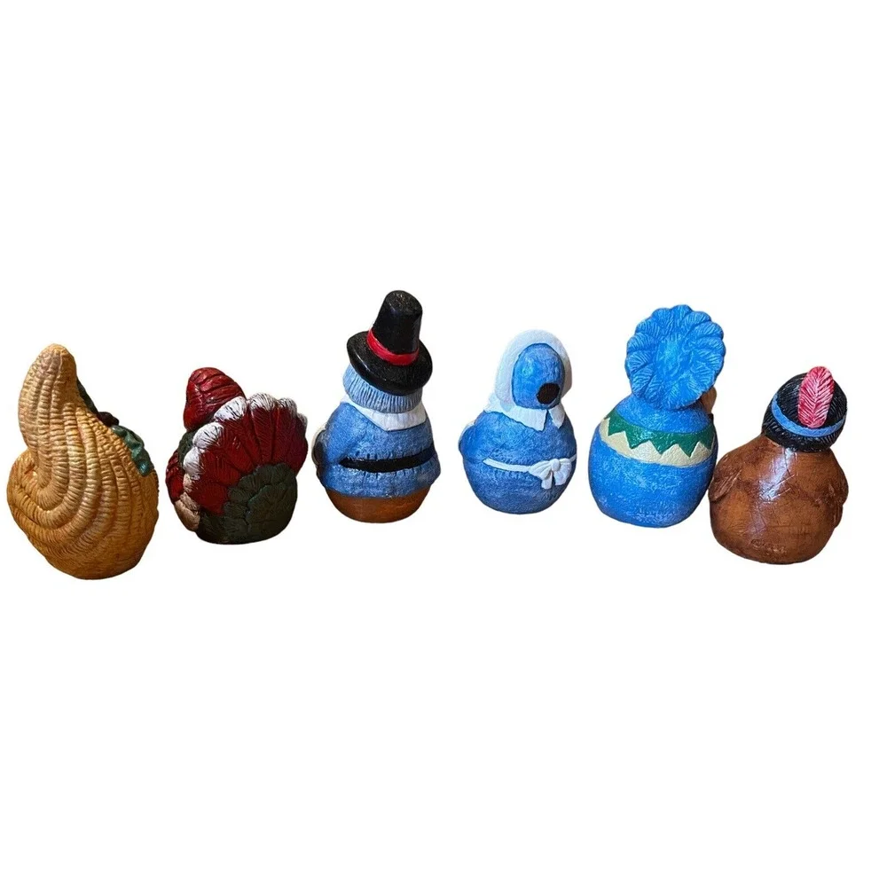 Vntg Wee Crafts Accents Unlimited Thanksgiving Roly Polys Figures #21696 Painted